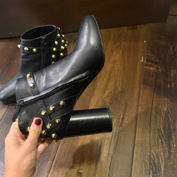 Balenciaga Black Ankle Boots with Gold Accents - Picture 5 of 5